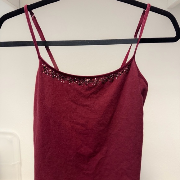 Victoria's Secret Tops - Vintage Victoria’s Secret Burgundy Bedazzled Embellished Women's Tank Top